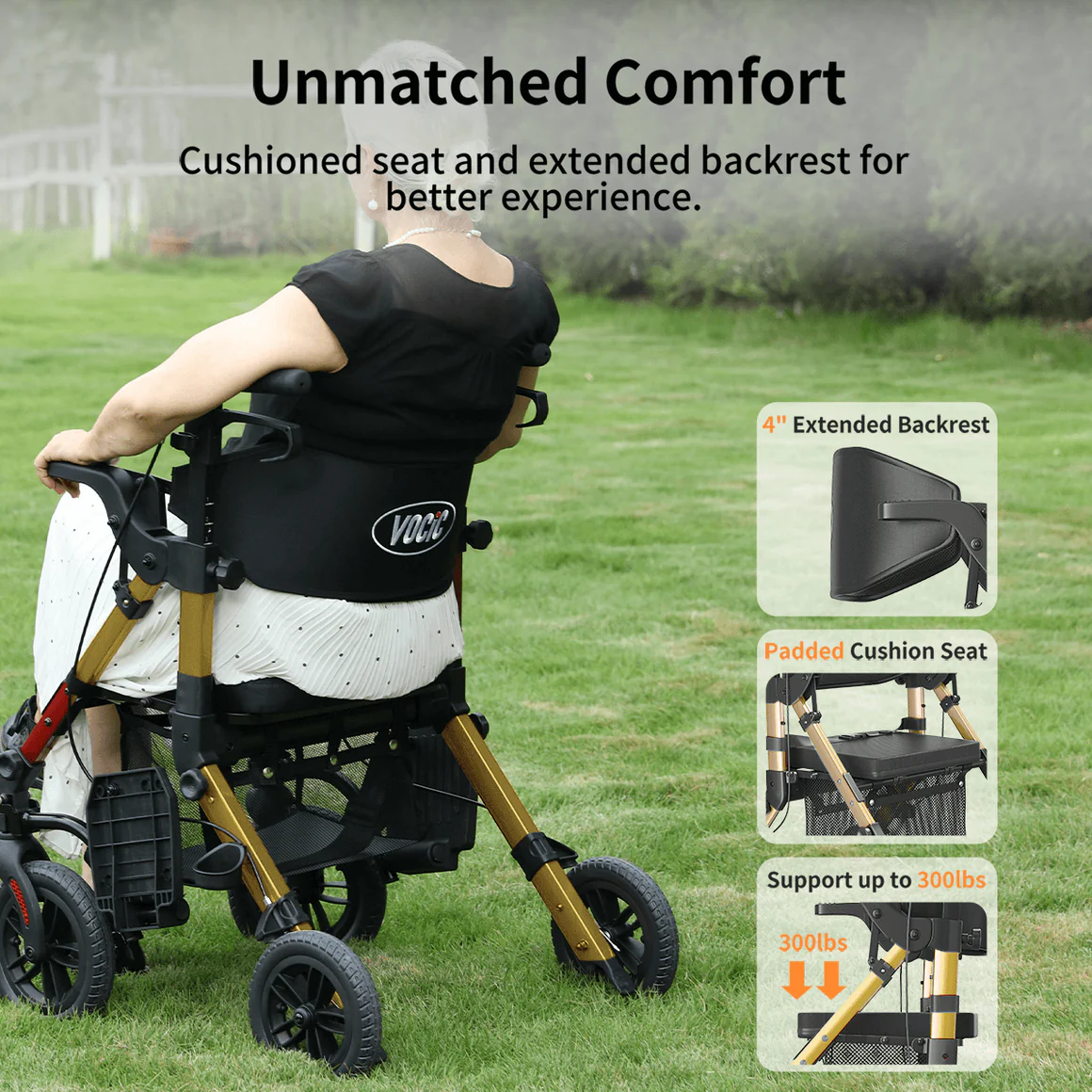 VOCIC Z51 COMBO 2 IN 1 ROLLATOR WALKER