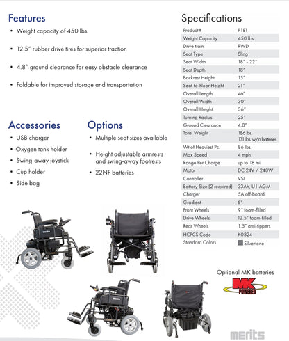 TRAVEL EASE HD-Heavy Duty Foldable Wheelchair