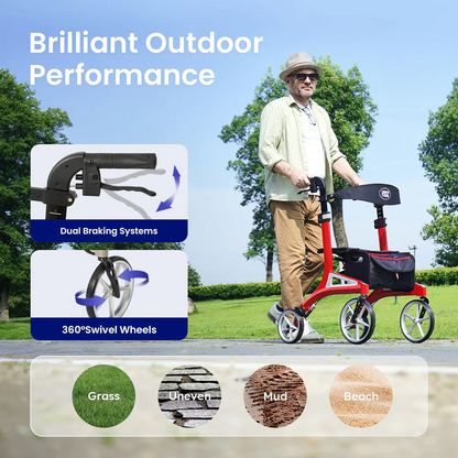 VOCIC Z71 Ergonomic 4 Wheel Aluminum Rollator Walker