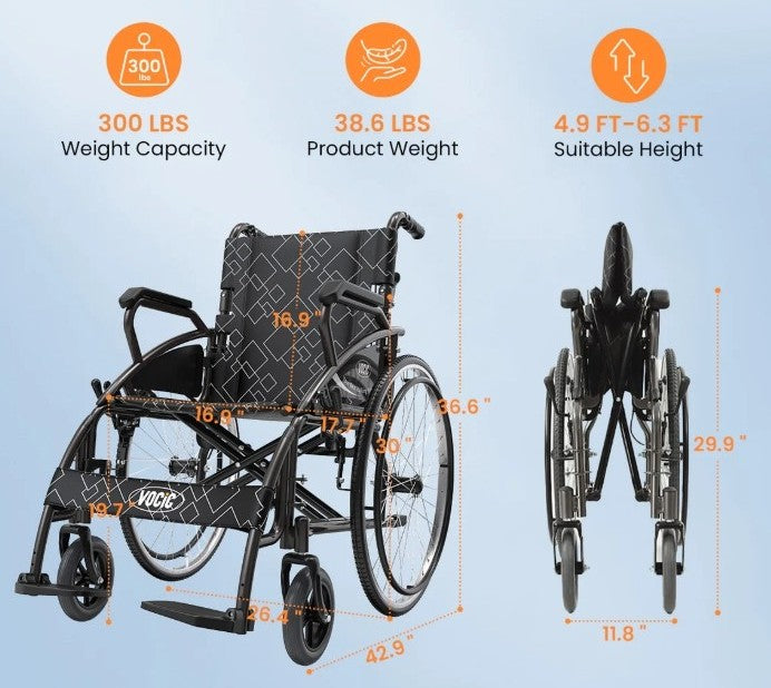 VOCIC U31 Lightweight Foldable Manual Wheelchair