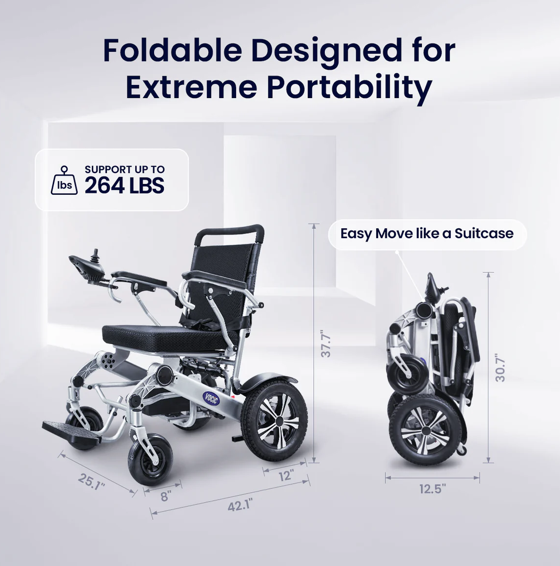 VOCIC V53 LIGHTWEIGHT FOLDABLE POWER CHAIR