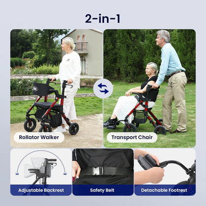 VOCIC Z51 COMBO 2 IN 1 ROLLATOR WALKER