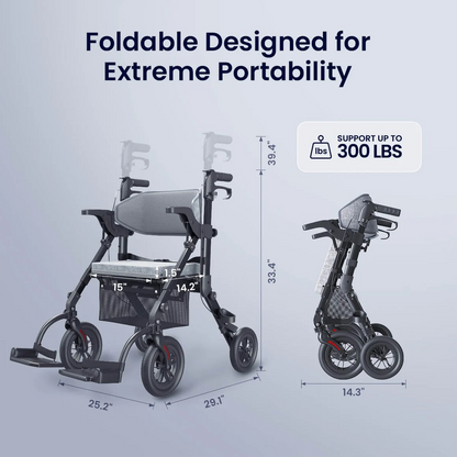 VOCIC Z51 COMBO 2 IN 1 ROLLATOR WALKER