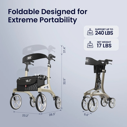 VOCIC Z71 Ergonomic 4 Wheel Aluminum Rollator Walker