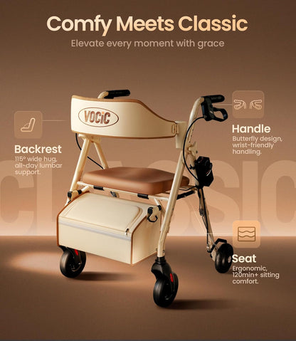 VOCIC Z63 3-Level Adjustable Damper Rollator Walker