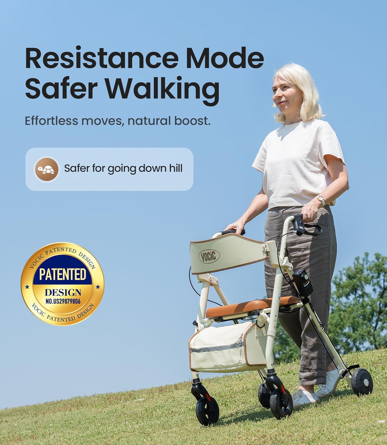 VOCIC Z63 3-Level Adjustable Damper Rollator Walker